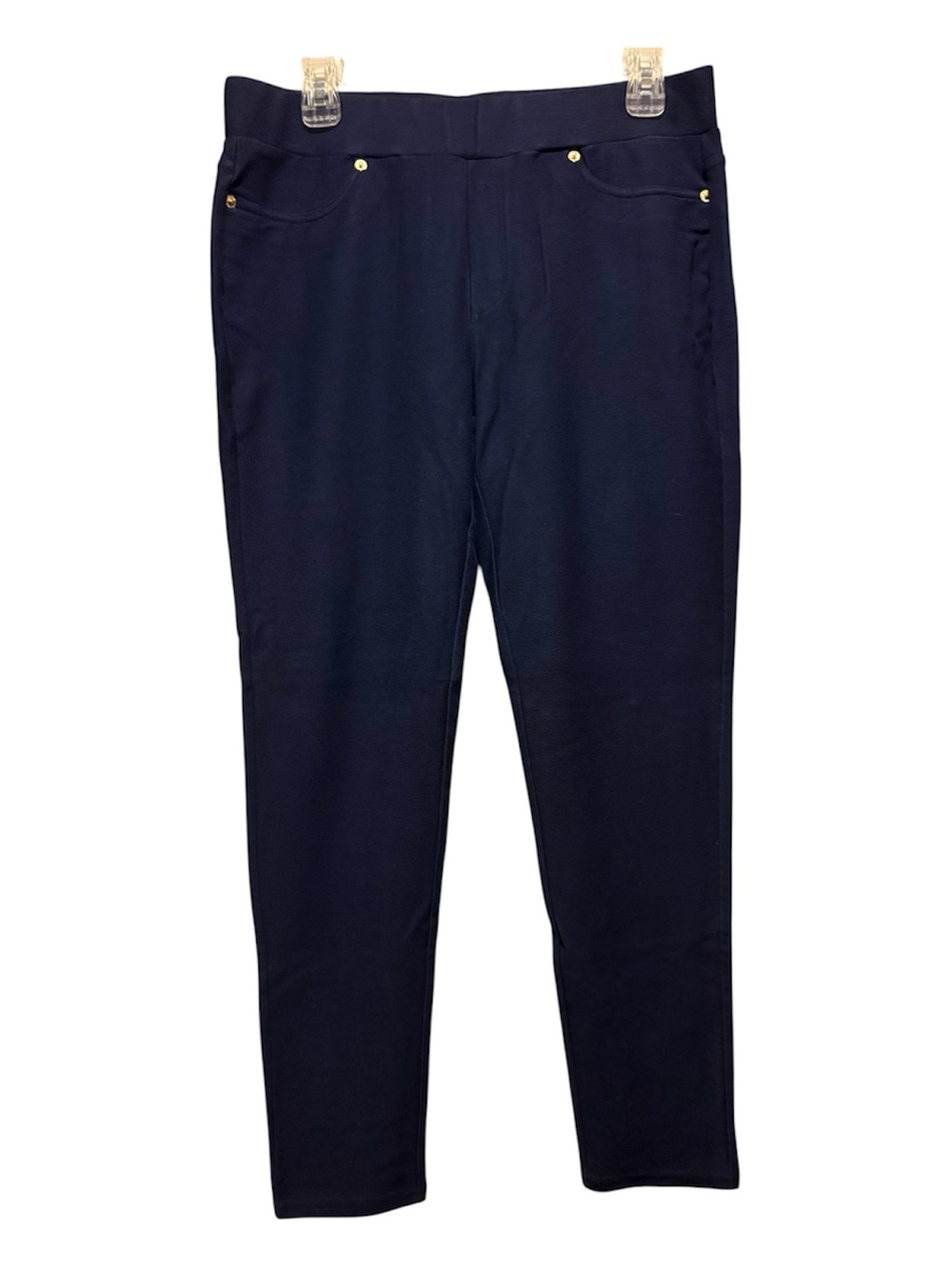 Women’s L Michael by Michael Kors Slim Stretch Navy Chinos with Gold Accents